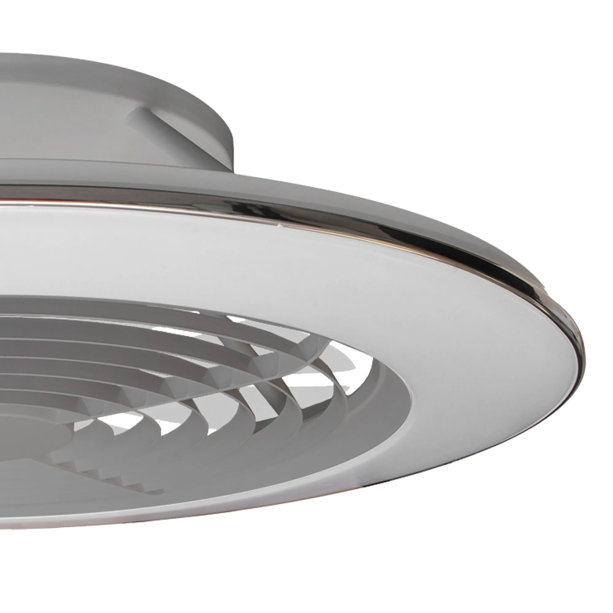 Alisio XL 73.5cm 95W LED Dimmable Ceiling Light & 58W DC Fan With Single Speed Reverse, Silver c/w Remote, APP & Alexa/Google Voice Control, 5900lm M7491  Mantra Ventilacion Alisio XL